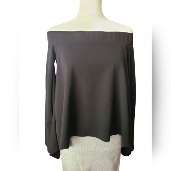 ZARA Off The Shoulder Cut Out Back Black Blouse Top Size Small - Picture 5 of 6